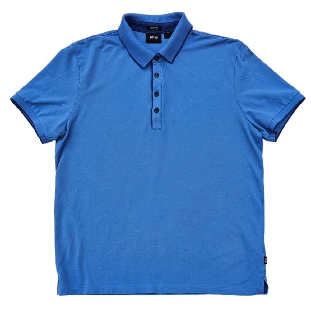 Hugo Boss Polo Shirt Short Sleeve Stretch Cotton Mens Color Blue